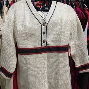 VENUS Black and White Buttoned Mini Dress V-Neck 3/4 Sleeve